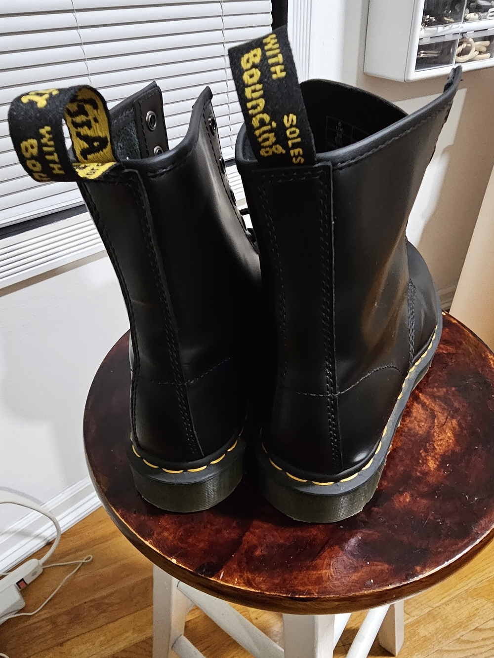 Dr. Martens 1460 Black Leather 8-Eye Lace-Up Combat Boots - Picture 3 of 6